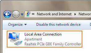 Windows 7 - Local Area Connection Status